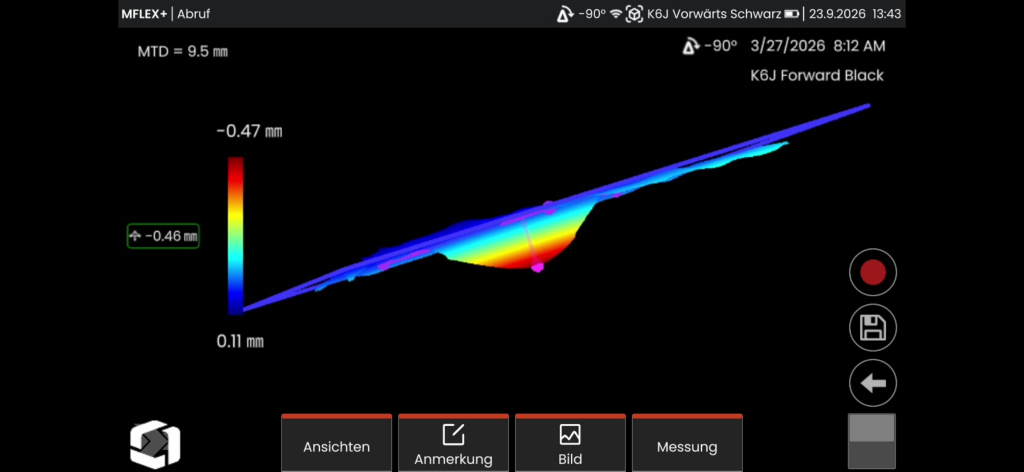 deepmeasurement-prv Beispiel für eine 3D-Vermessung eines Risses